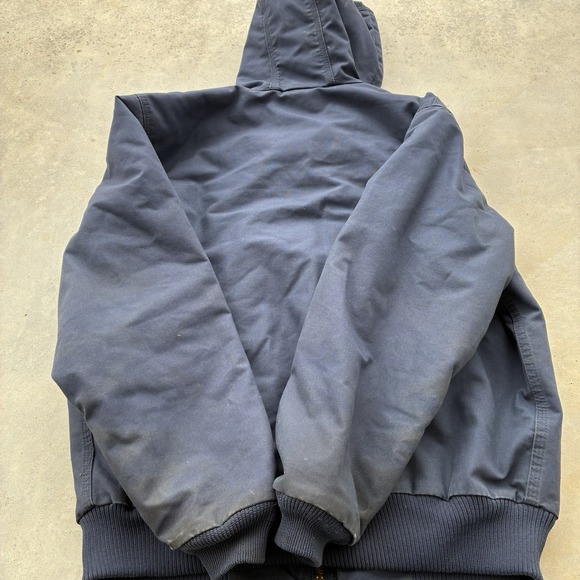 Vintage Y2K Mens XL Blueberry Blue Carhartt Jacket Hooded Work Issued 376-20 - Picture 7 of 7